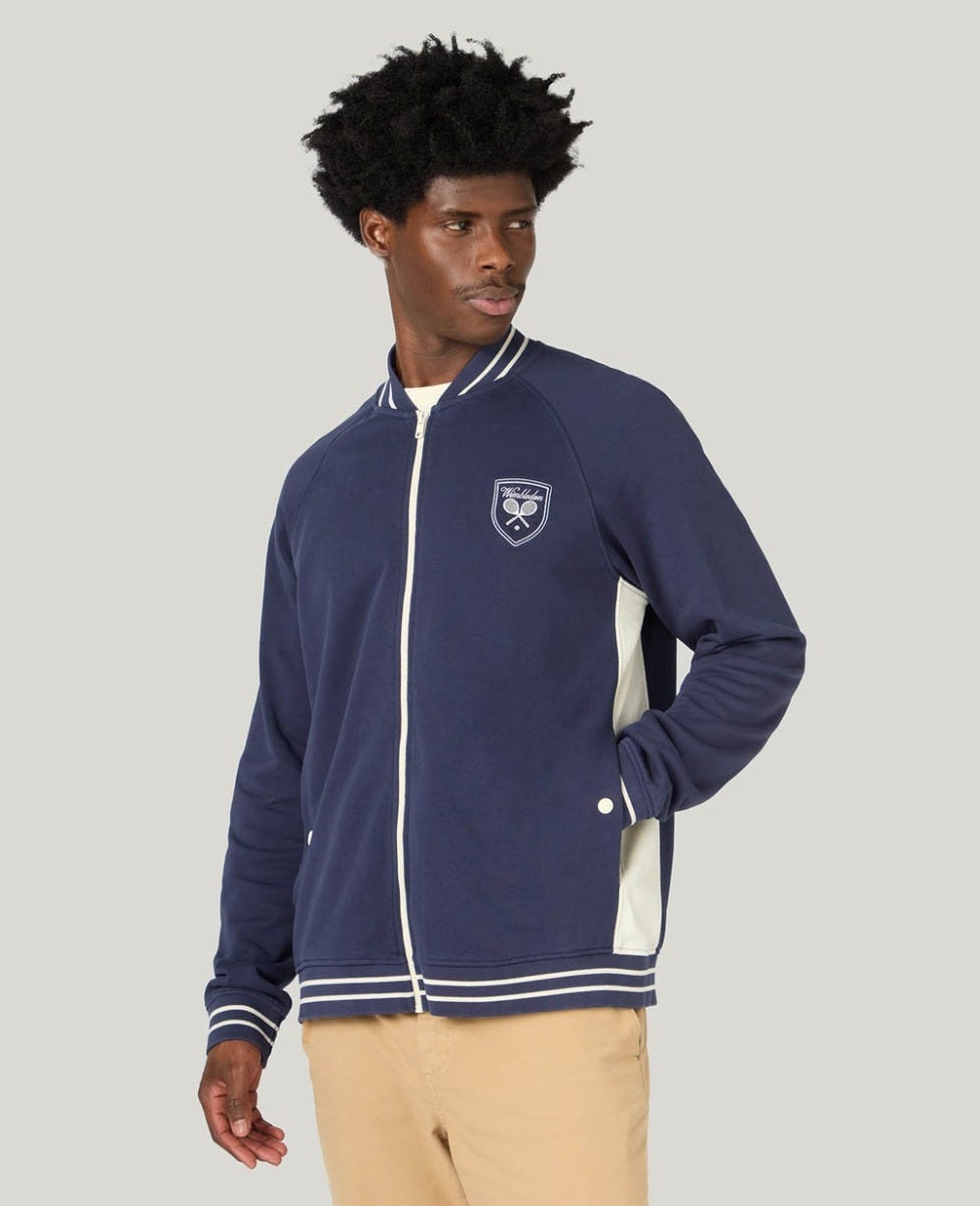 Navy Wimbledon Script Varsity Jacket