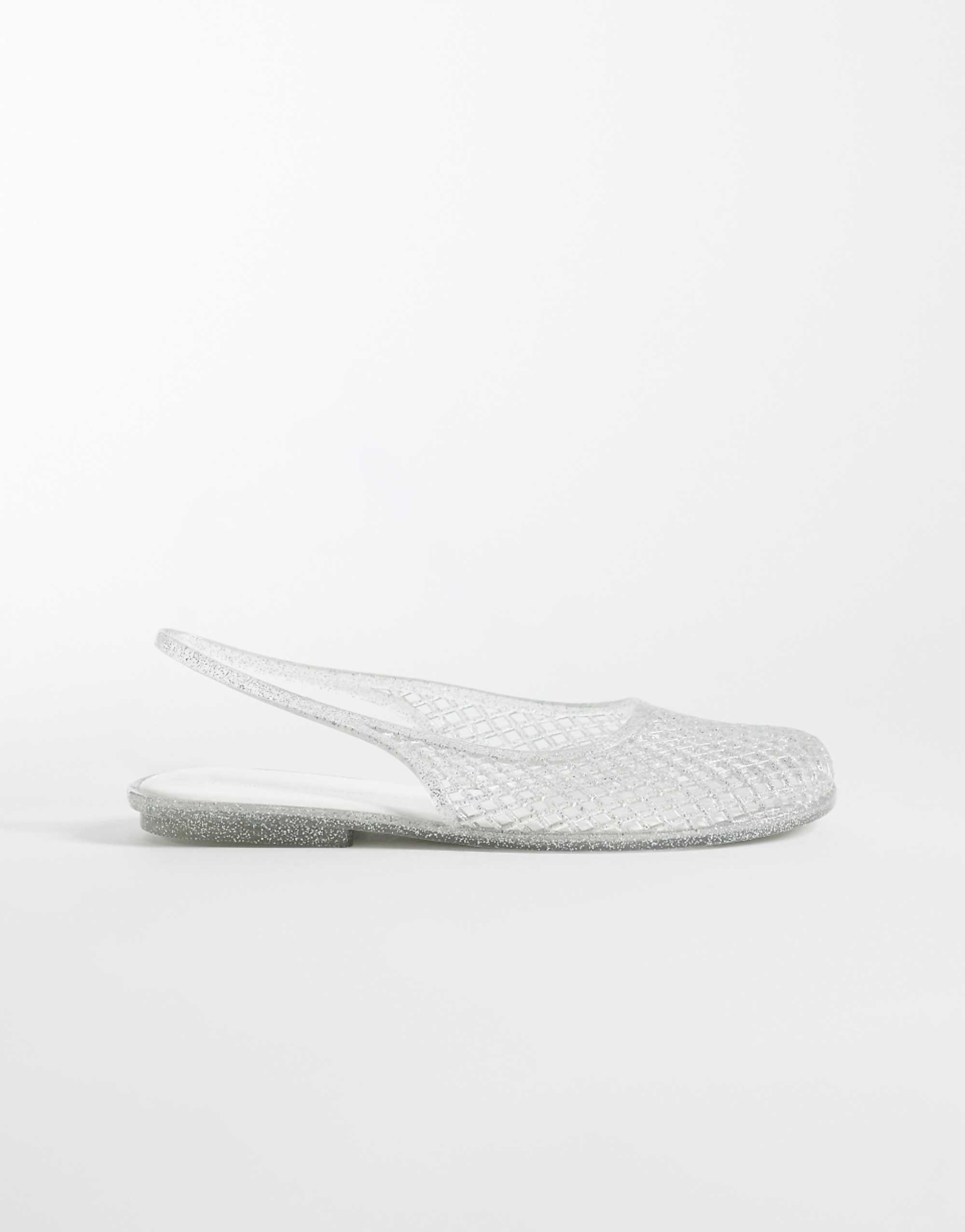 London Rebel Dawn Caged Slingback in Silver Glitter Jelly