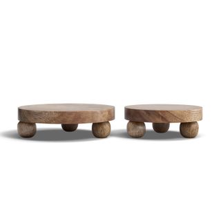 Round Wood Set of 2 Riser Trays - 10.0" X 10.0" X 3.0"