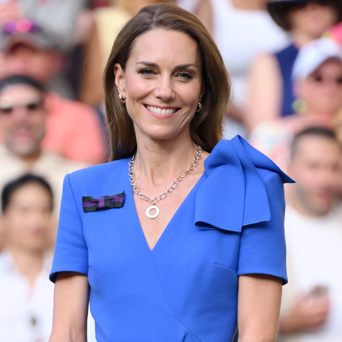 LONDON, ENGLAND - JULY 13: Catherine, Princess of Wales attends day fourteen of the Wimbledon Tennis Championships at the All England Lawn Tennis and Croquet Club at All England Lawn Tennis and Croquet Club on July 13, 2025 in London, England. 