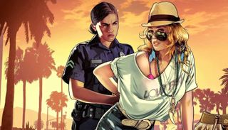 GTA 5 cop arresting a woman