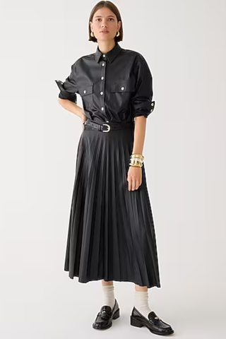J.Crew Pleated skirt in faux leather