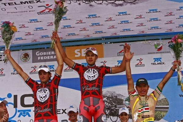 Oscar Sevilla (2nd, Rock Racing), Ignacio Sarabia (1st, Rock Racing) and Edwin Parra (3rd, Colombia)