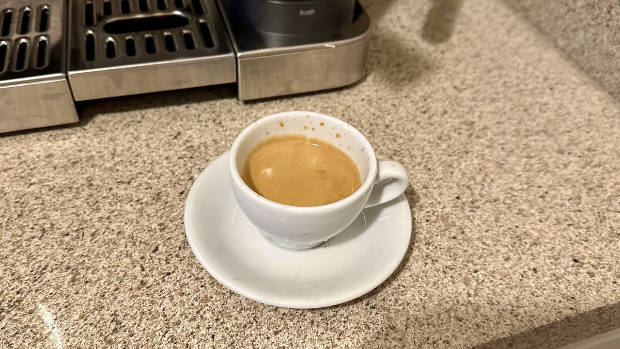 Perfect espresso pulled using Ninja Luxe Caf&eacute; coffee maker