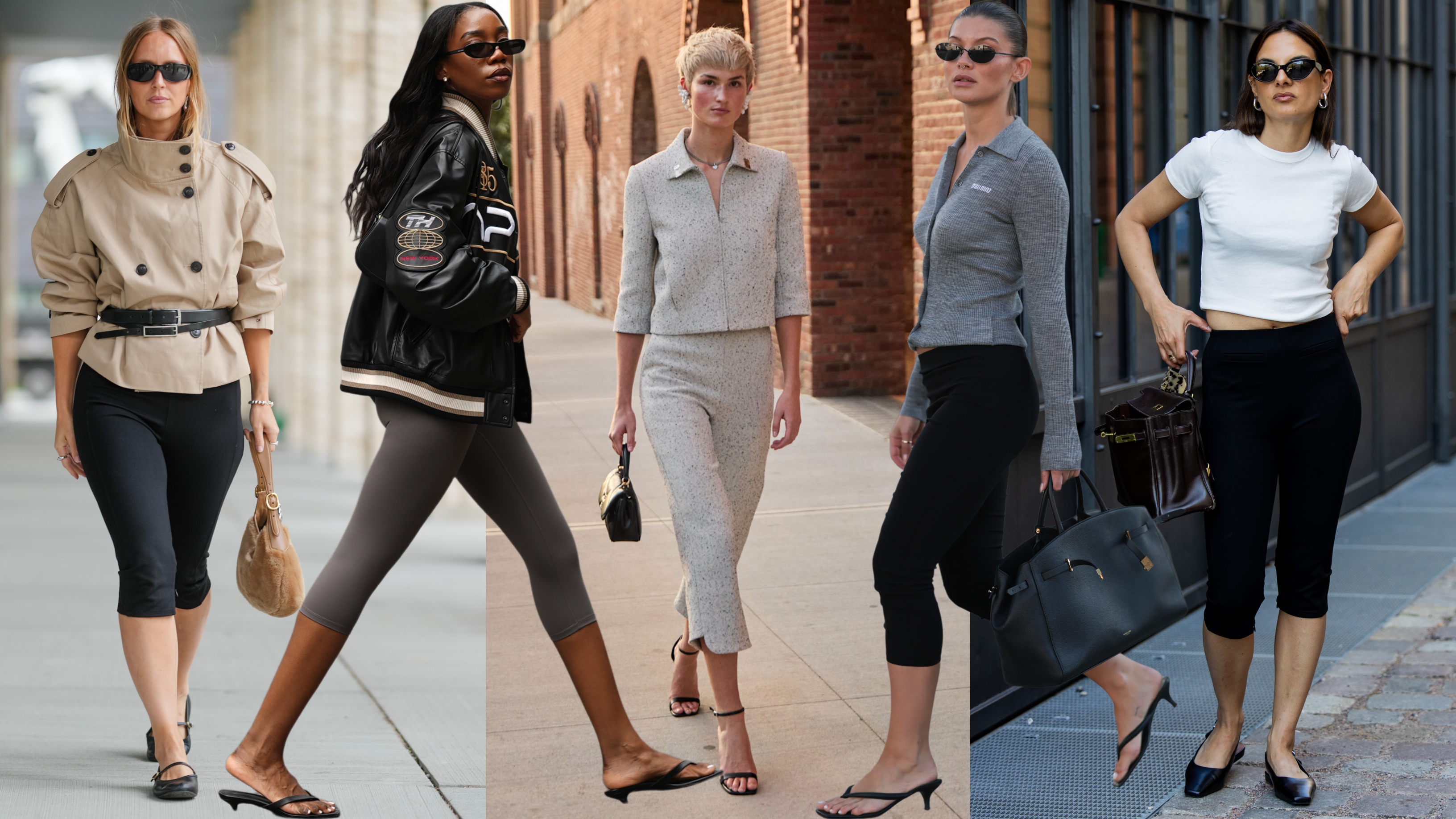 collage of women wearing capri pants 