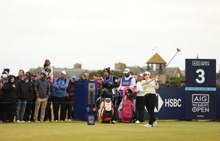 Jiyai Shin hits driver on the third at St Andrews at the 2024 AIG Women's Open