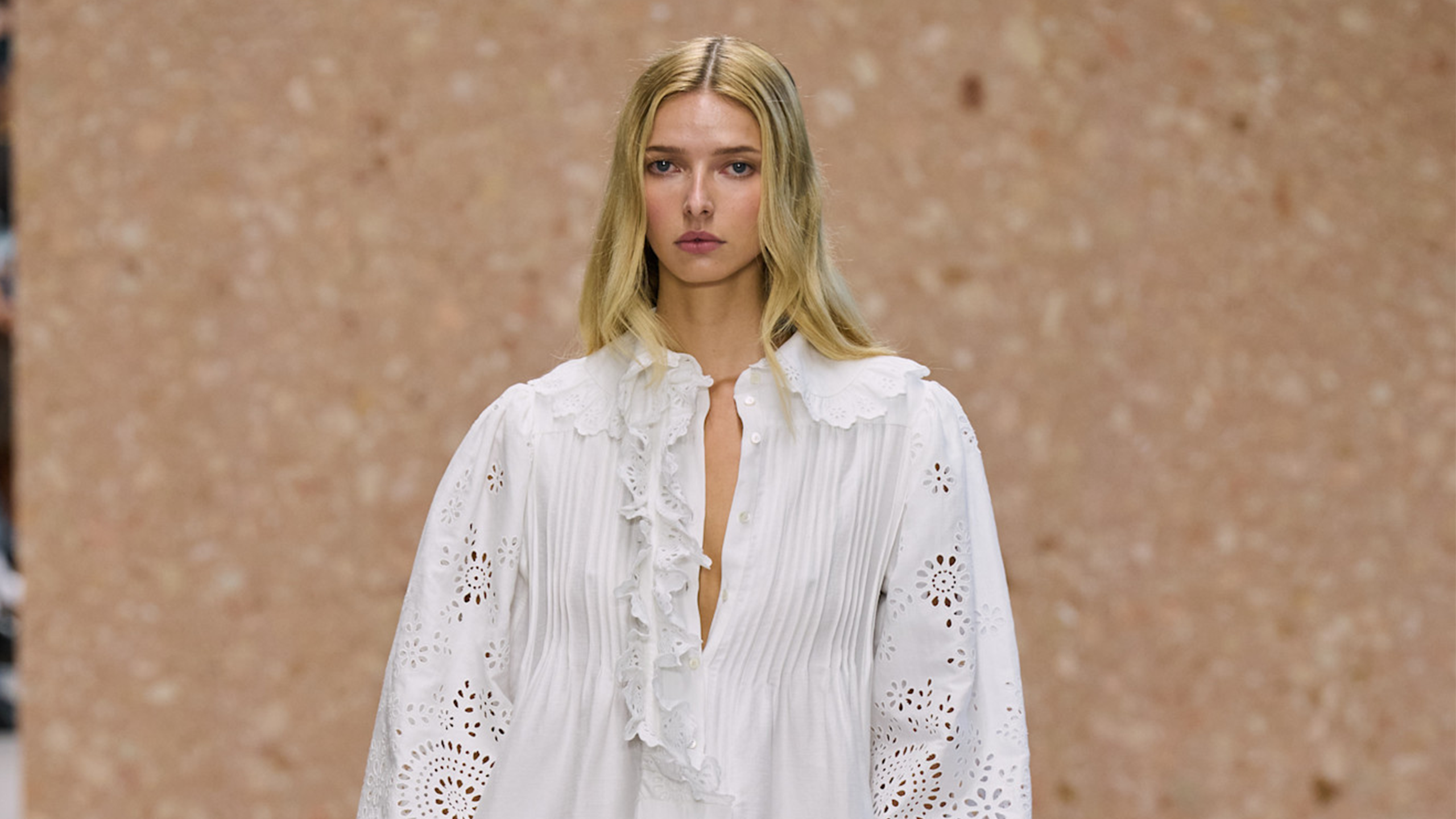 Apple Martin makes her runway debut at the Chlo&eacute; spring/summer 2027 show during Paris Fashion Week.