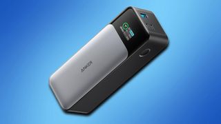 The Anker 737 power bank in front of a blue background