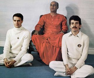 John McLaughlin and Carlos Santana with their guru Sri Chinmoy