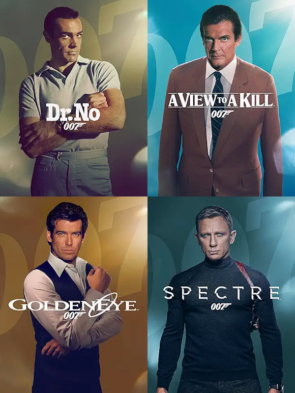James Bond posters with the guns Photoshopped out