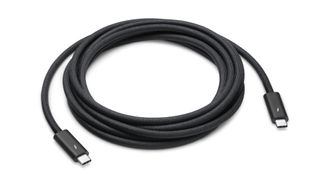 Apple's 3 meter Thunderbolt 4 Pro cable with black sleeving.