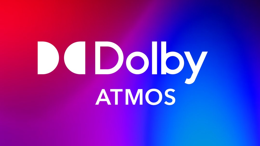 Dolby Atmos logo on a multicolored background