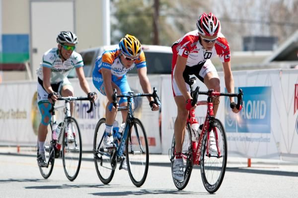 Rob Britton (Bissell) leads the break that stayed away for most of the day.