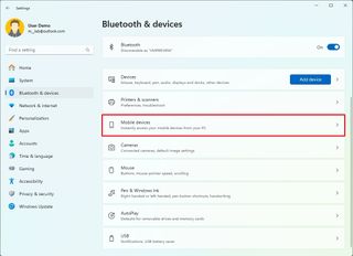 Mobile devices settings