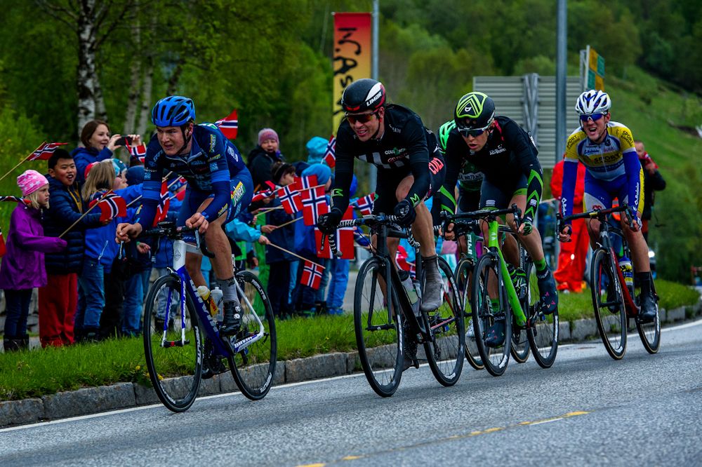 The breakaway group during stage 1 at Tour des Fjords