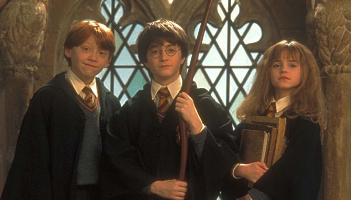 Ron Harry and Hermione together Harry Potter Chamber of Secrets. 