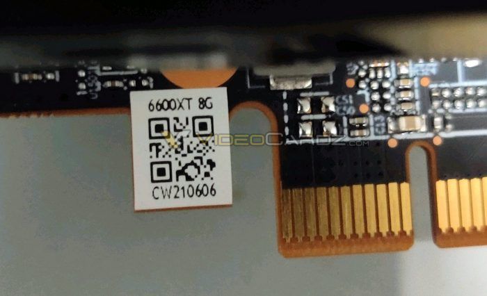 A graphics card rumored to be the upcoming AMD Radeon RX 6600XT