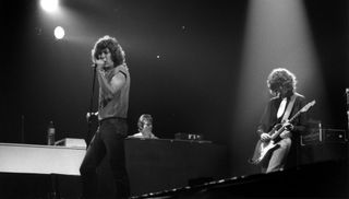 (from left) Robert Plant, John Paul Jones and Jimmy Page perform at Forest National in Brussels, Belgium in 1980