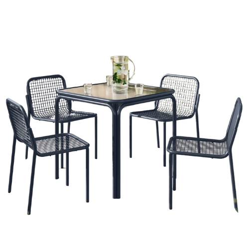 West Elm, Seville Outdoor Bistro Table (30") & Stacking Dining Chairs Set