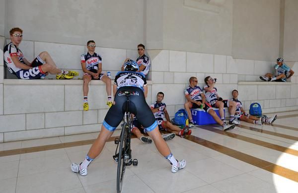 A relaxed atmosphere prior to the start of racing at the Tour of Oman.