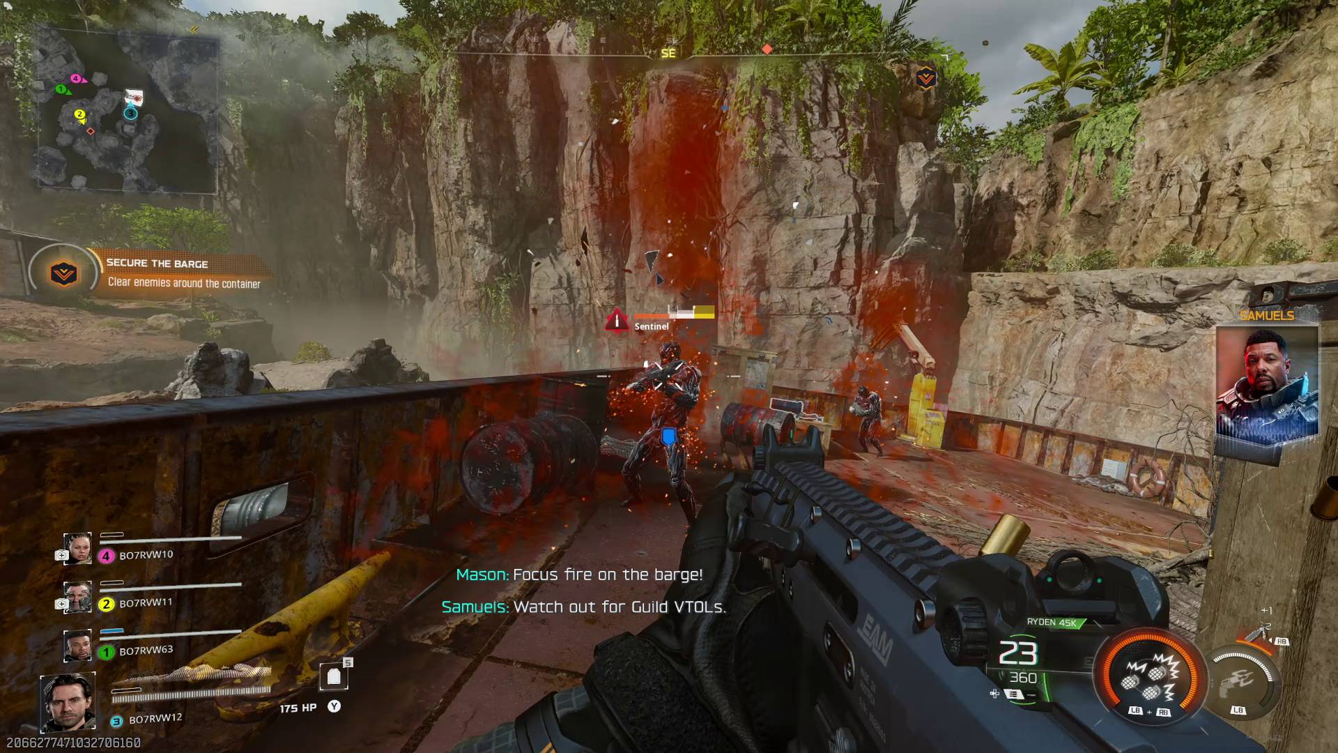 Call of Duty Black Ops 7 campaign shooting guild enemy in Angola hallucination mission