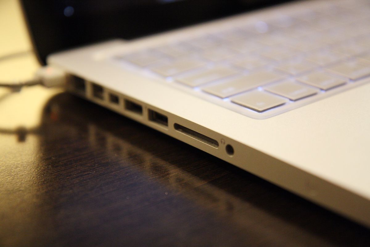 A close up shot of a MacBook keyboard