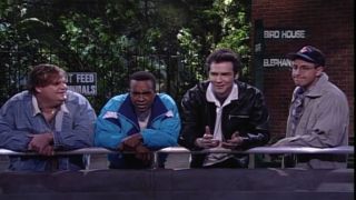 Chris Farley, Norm Macdonald, Adam Sandler, And Tim Meadows in SNL screenshot