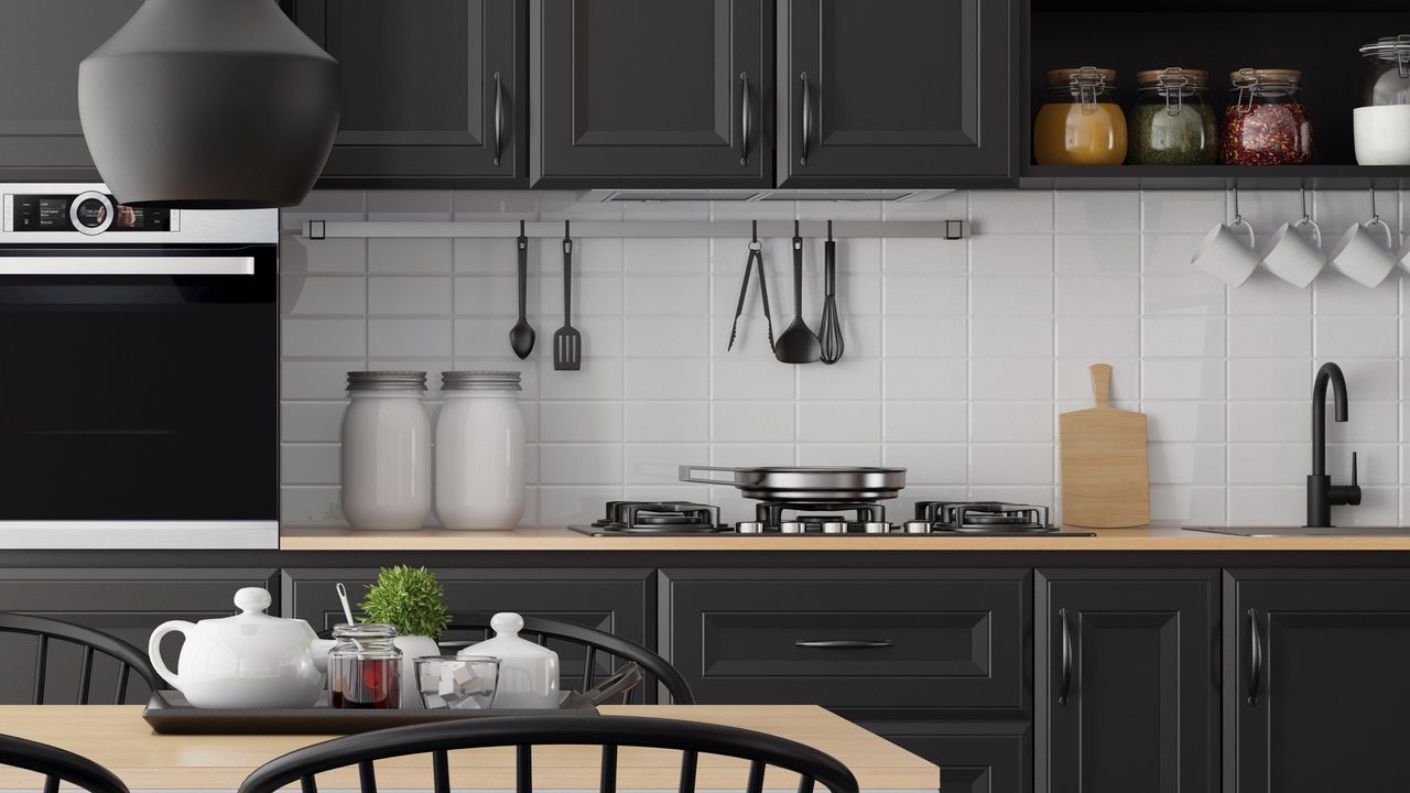 Black kitchen cabinets