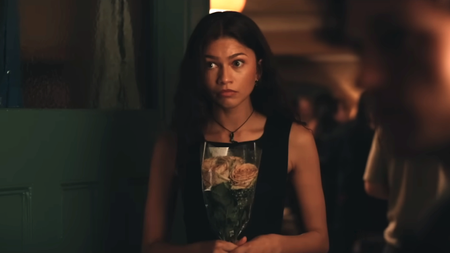Zendaya as MJ with a bouquet of flowers in her hand in Spider-Man: Brand New Day 