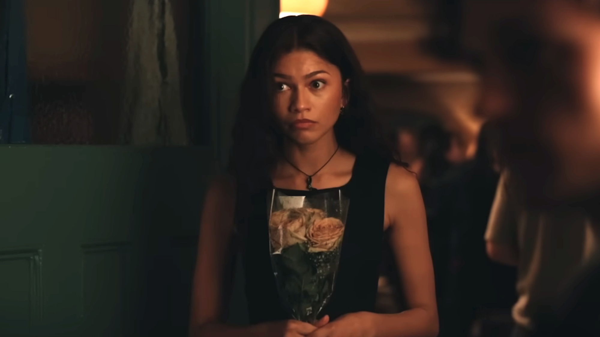 Zendaya as MJ with a bouquet of flowers in her hand in Spider-Man: Brand New Day 