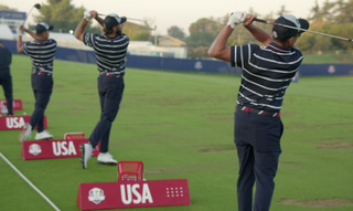 Team USA players hit on the range at the 2023 Ryder Cup