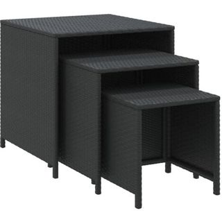 Nesting Tables 3 Pcs Black Poly Rattan Vidaxl