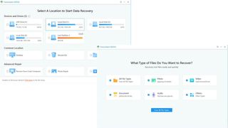 Recover files: two screens from a computer app