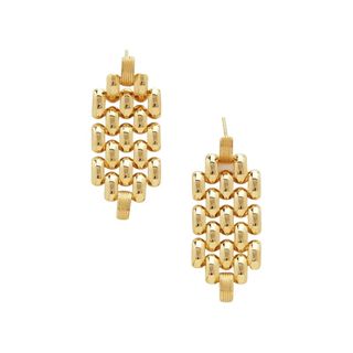 Monica Vinader gold drop earrings to style with a ruffle dress