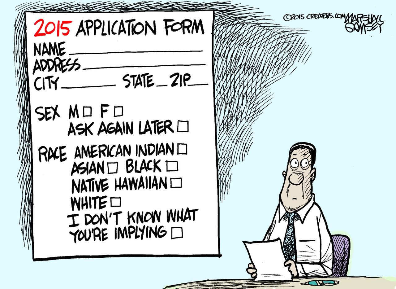 Editorial cartoon U.S. Gender Race Identity