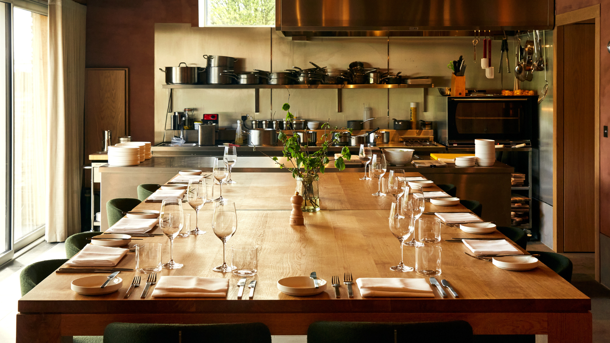 The dining table at the Refectory, Fowlescombe Farm