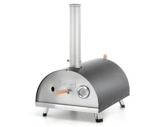 Woody pizza oven on white background