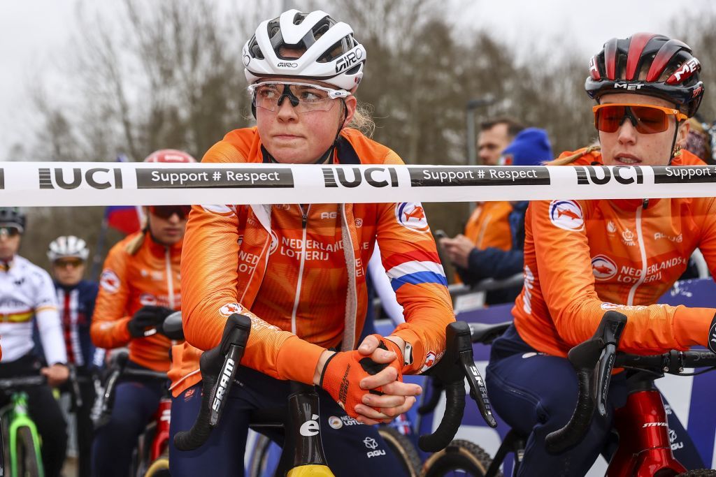 Dutch Fem Van Empel pictured before the Elite women race event of the Cyclocross World Championships on Saturday 03 February 2024 in Tabor, Czech Republic. BELGA PHOTO DAVID PINTENS (Photo by DAVID PINTENS / BELGA MAG / Belga via AFP)