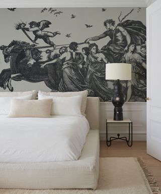 Schumacher Showroom Opening White Bedroom Chariot of Dawn Toile Wallcovering
