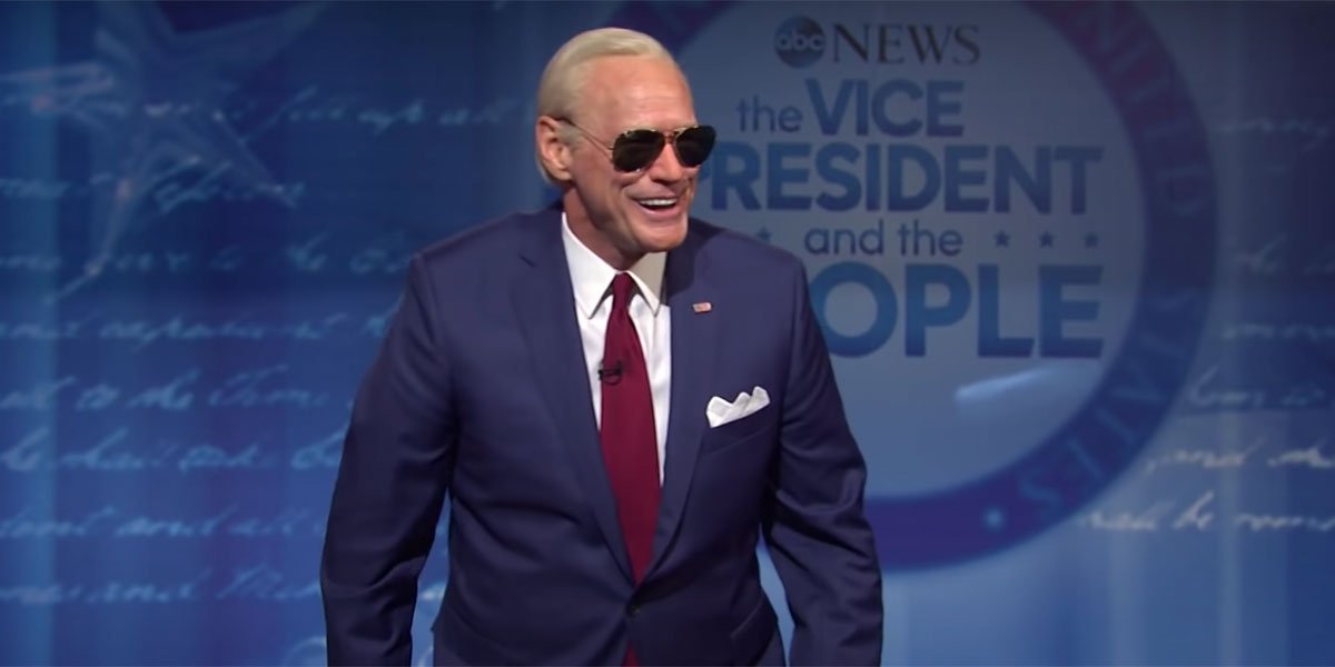 Jim Carrey with sunglasses on playing Joe Biden on SNL.