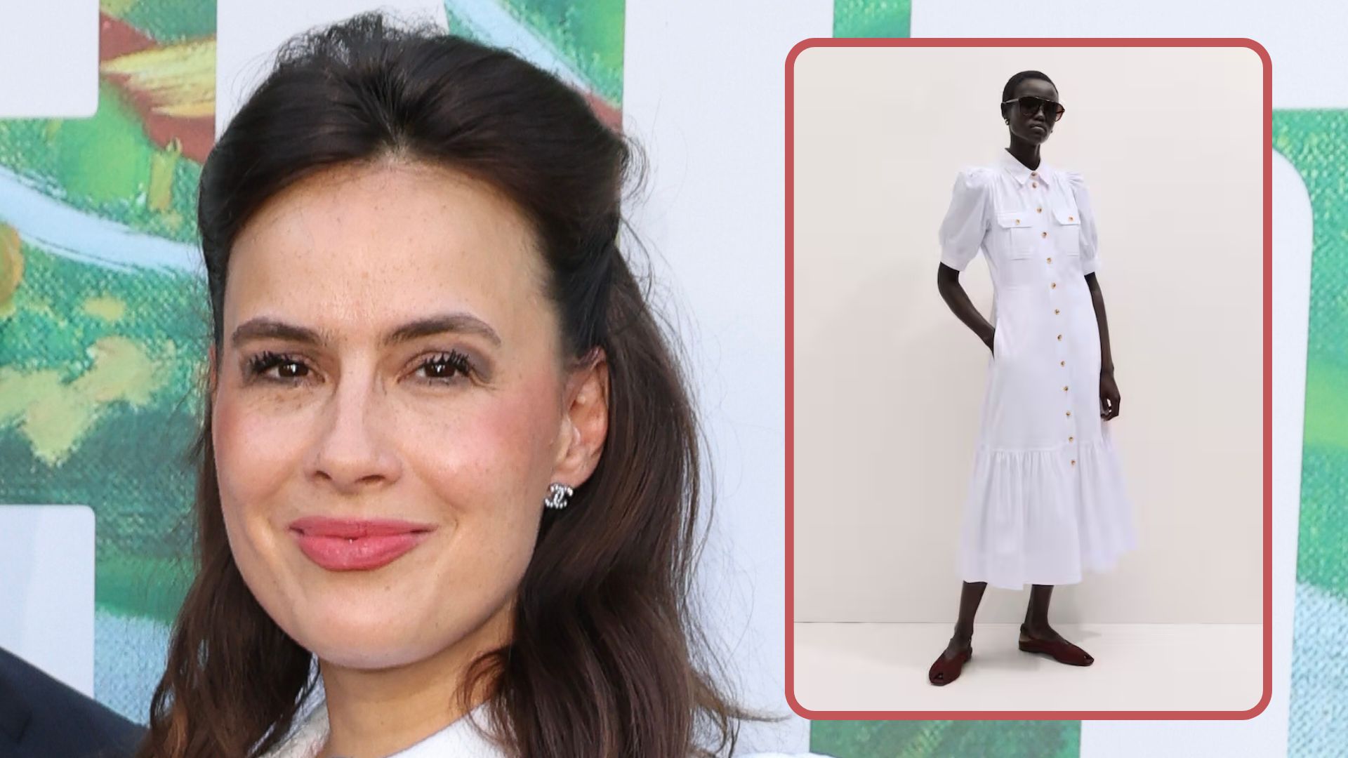 Sophie Winkleman wearing white ME+EM midi dress to attend the Serpentine Summer Party on June 23, 2026 in London, England