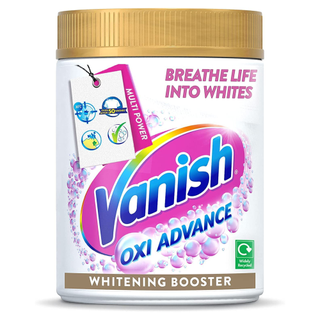 A container of Vanish oxi stain remover 