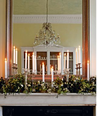 Christmas fireplace with candles