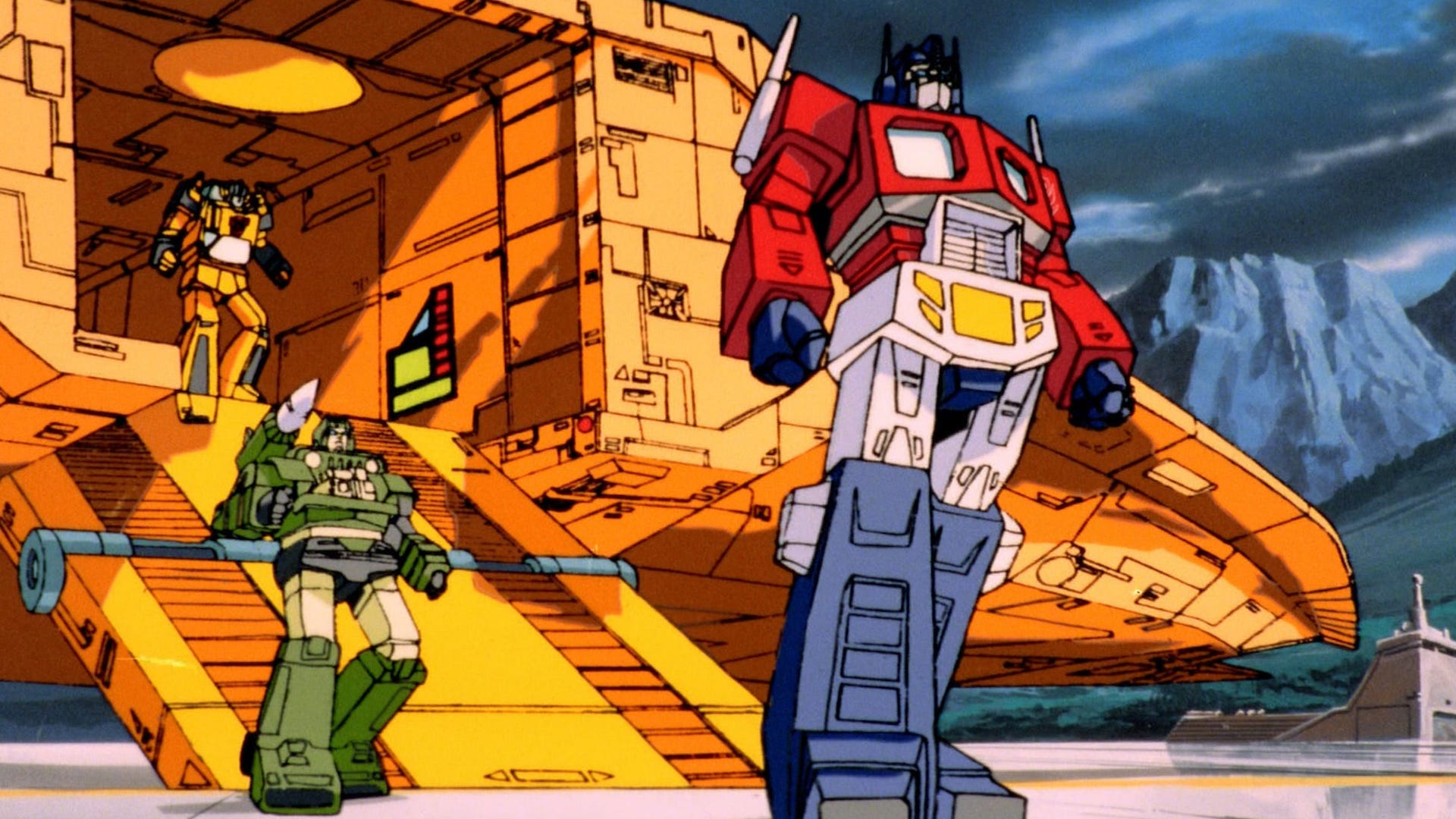 Screenshot from the 1986 animated sci-fi movie "Transformers: The Movie"