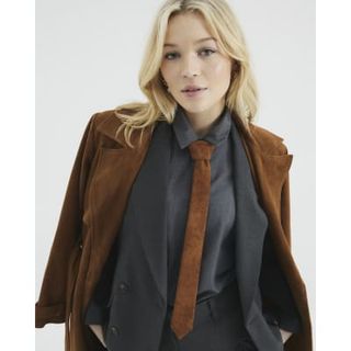 Brown Faux Suede Tie