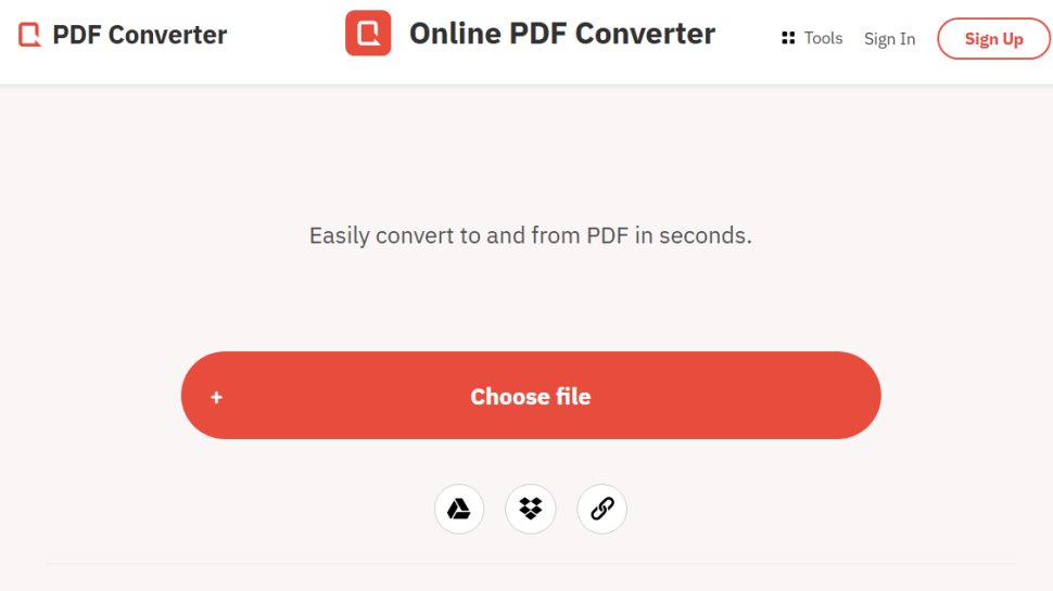 Website screenshot of PDF Converter (July, 2025)