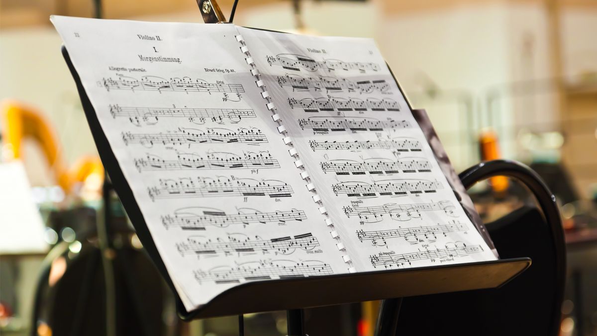 Sheet music on a music stand