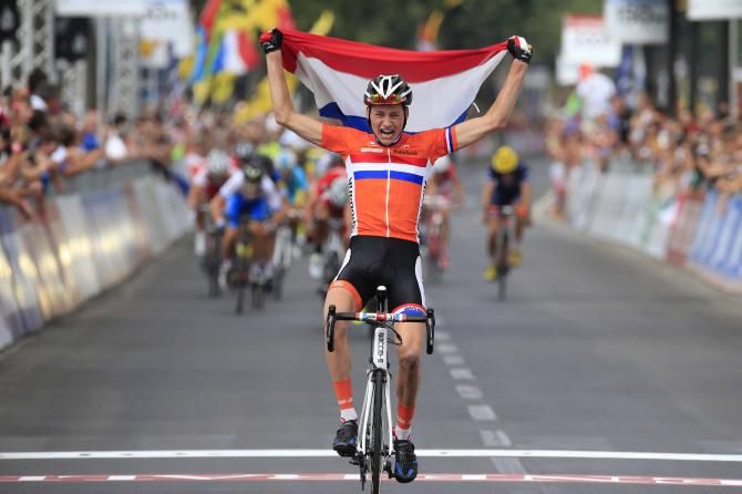 Mathieu van der Poel (Netherlands) was a resounding winner in the junior men's road race.