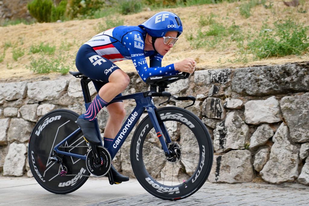 BURGOS SPAIN AUGUST 14 Lawson Craddock of United States and Team EF Education Nippo competes during the 76th Tour of Spain 2021 Stage 1 a 71km individual time trial from Burgos Catedral de Santa Mara to Burgos lavuelta LaVuelta21 CapitalMundialdelCiclismo catedral2021 on August 14 2021 in Burgos Spain Photo by Stuart FranklinGetty Images