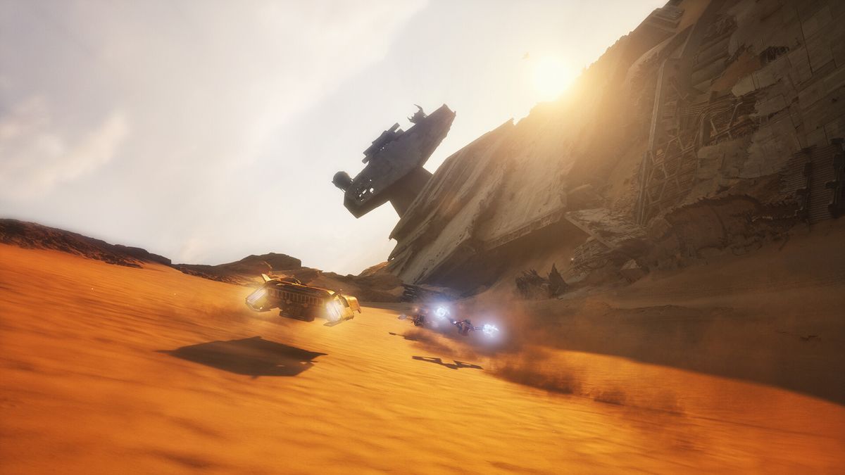 Screens from a Star Wars pod racing game